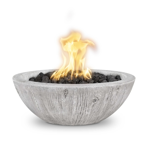 The Outdoor Plus 27 Round Sedona Fire Bowl - Wood Grain GFRC Concrete - Ivory - Match Lit - Liquid Propane OPT-27RWGFO-IVY-LP - main